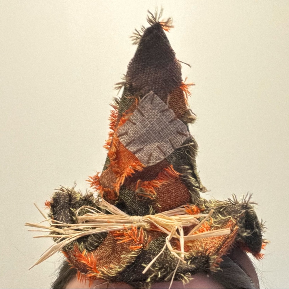 Patchwork Witch Hat Headband with Straw Details